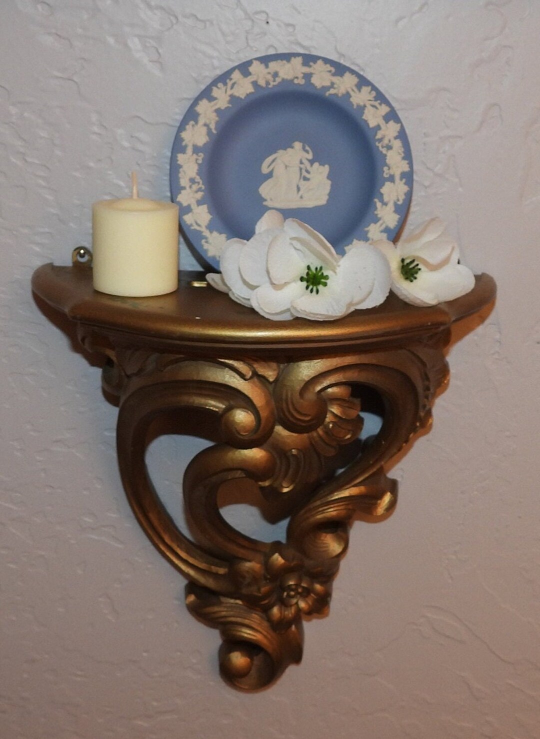 Single 9 Gold Wall Plate Shelf by Syroco 1970 Etsy