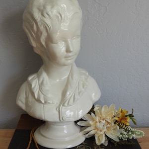 13&quot; Ceramic Bust Sculpture French Boy Young Alexandre Brongniart Wedding Anniversary Reproduction