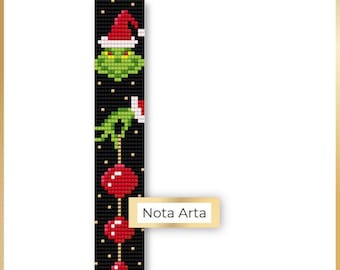 Beaded Grinch Xmas Loom Bracelet PDF pattern for Miyuki delica 11/0, NA-600
