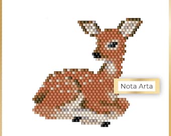 Padrão PDF de ponto tijolo com miçangas Fawn para Miyuki delica 11/0, #105