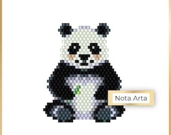 Padrão PDF de animal de ponto tijolo Panda com miçangas para Miyuki delica 11/0, #89
