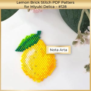 Beaded Lemon brick stitch fruit PDF pattern for Miyuki delica 11/0, #128