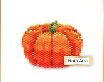 Padrão PDF de vegetais em ponto tijolo de abóbora com miçangas para Miyuki delica 11/0, NA-58