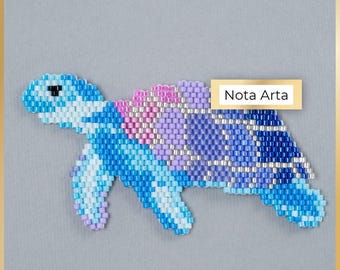 Padrão PDF de ponto tijolo de tartaruga marinha com miçangas para Miyuki delica 11/0, NA-123