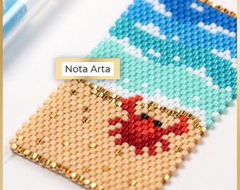Padrão em PDF de miçangas Crab e peiote marinho com contagem par para agulha Miyuki Delica 11/0, NA-517