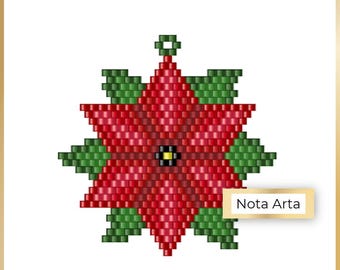 Padrão PDF de contas de ponto de tijolo de flor de Natal para Miyuki delica 11/0, #354