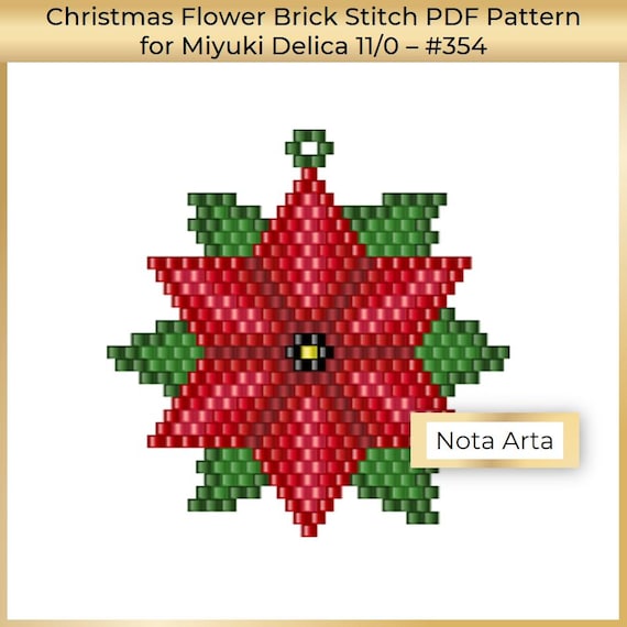 Christmas Flower Brick Stitch Bead PDF Pattern for Miyuki Delica