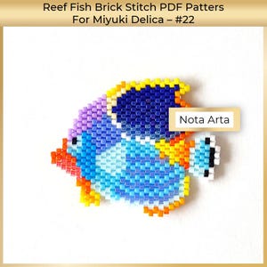 Beaded Colorful Reef Fish brick stitch PDF pattern for Miyuki delica 11/0, #22