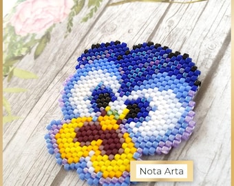 Padrão PDF de ponto tijolo com flor de amor-perfeito com miçangas para Miyuki delica 11/0, #82