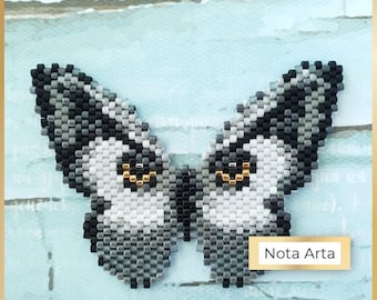 Padrão PDF de ponto tijolo de borboleta com coruja para Miyuki delica 11/0, #80