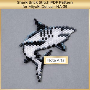 Beaded Shark brick stitch PDF pattern for Miyuki delica 11/0, #39