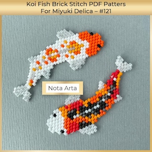 Beaded Koi Fish brick stitch PDF patterns for Miyuki delica 11/0, #121