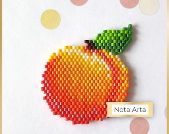 Padrão em PDF de frutas em ponto tijolo com miçangas de pêssego para Miyuki delica 11/0, #107