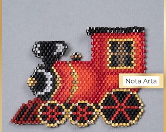 Padrão PDF de ponto tijolo de trem vermelho com miçangas para Miyuki delica 11/0, #385