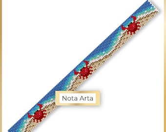 Crab on the sea coast Beaded Peyote Bracelet PDF pattern for Miyuki delica 11/0, NA-516