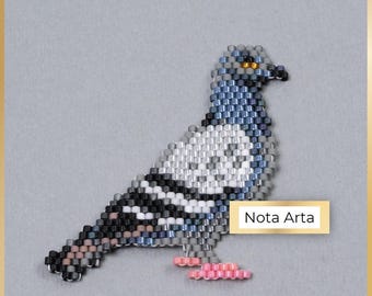 Padrão PDF de ponto de tijolo para pássaro pombo com miçangas para Miyuki delica 11/0, #116