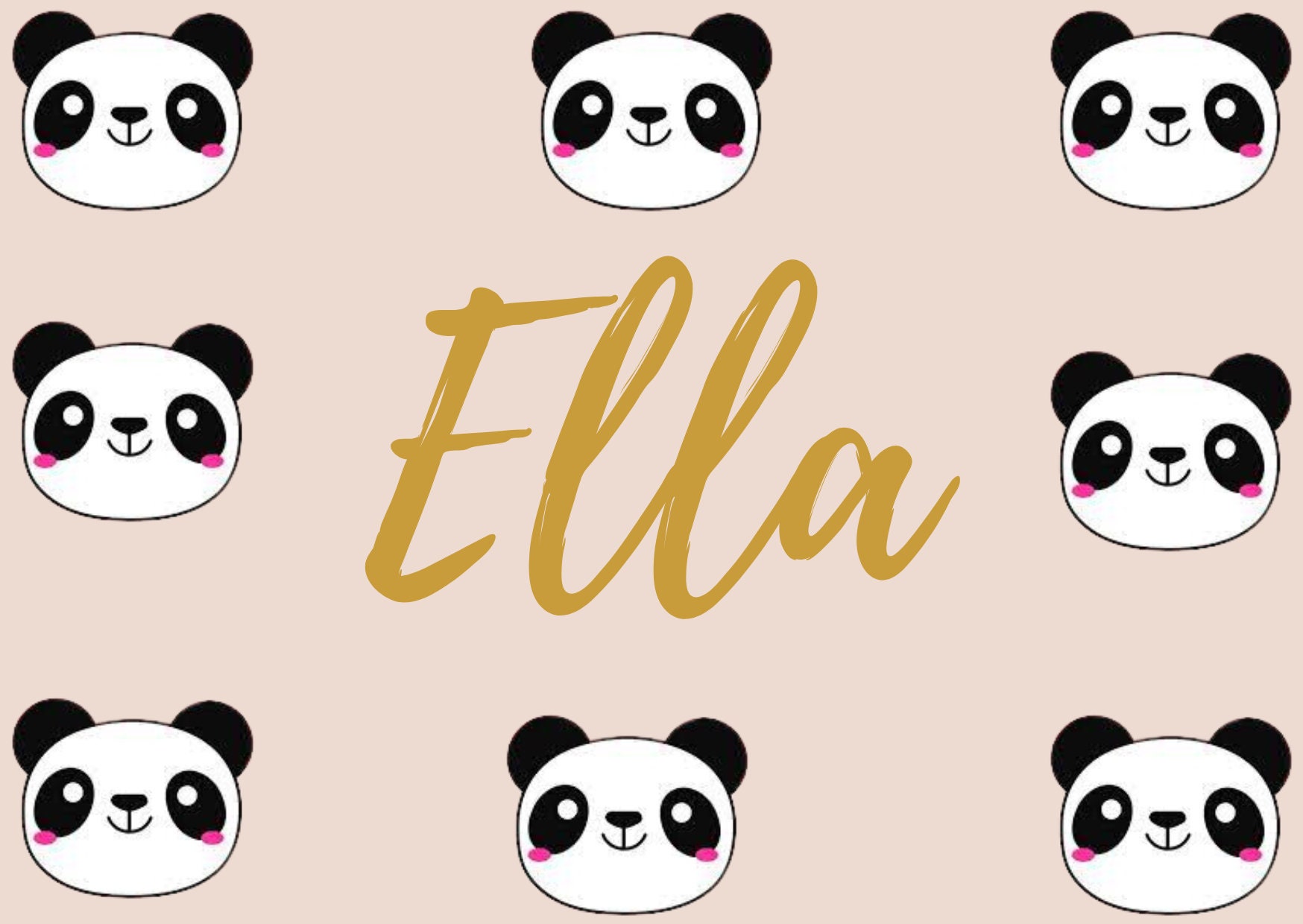 Pastel Pink Panda ELLA Name Poster - Etsy