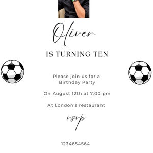 Modèle d'invitation CANVA, invitation d'anniversaire de football de football - invitation d'anniversaire de Ronaldo - invitation d'enfants - copie imprimable modifiable de 5 x 7