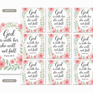 Psalm 46:5, God is Within Her She Will Not Fall, Christian Printable, Bible Verse Printable Wall Art