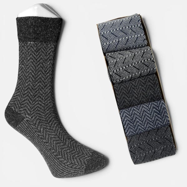 Lambswool Men's Socks Set: Luxury Wool Gift Box Dress Socks (5-Pack)