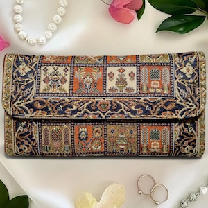 Boho Phone Wallet: Turkish Carpet Brocade & Vegan Leather