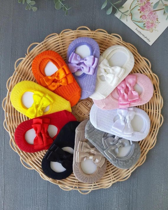 Baby Girl Cotton Bow Socks, Ballet Style Toddler Socks, Newborn Gift (0-24 Months)