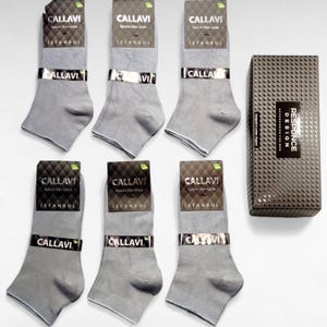 6Pairs Bamboo Socks for Men, Bamboo Organic Socks, Natural socks, Cool socks, Vegan Socks, Seamless Toe, Men&#39;s Bamboo Boxed Gray Ankle Socks