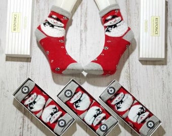 Calcetines de invierno cálidos con estampados de muñecos de nieve esponjosos, calcetines cómodos, caja de 2 pares