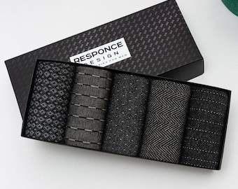Men's Bamboo Socks Set: 5-Pairs Gift Box, Assorted Patterns, Dress Socks for Men