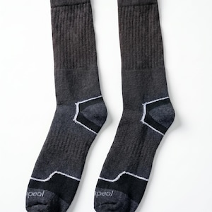 Charcoal Wool Blend Outdoor Hiking Warm Boot Socks, Thermal Survival Crew for Men & Women Gray