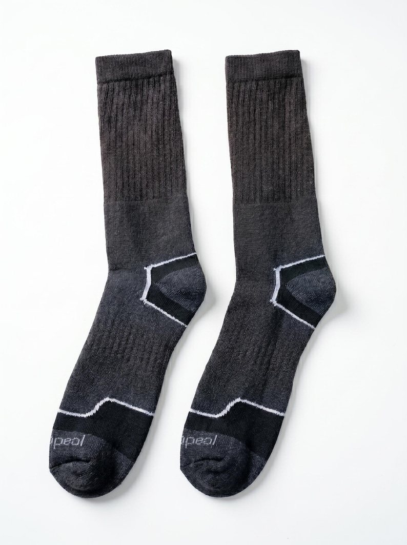Charcoal Wool Blend Outdoor Hiking Warm Boot Socks, Thermal Survival Crew for Men & Women Gray
