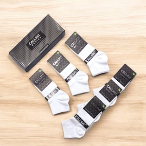 Men&#39;s White Bamboo Ankle Socks Set - 6-Pack Gift Box