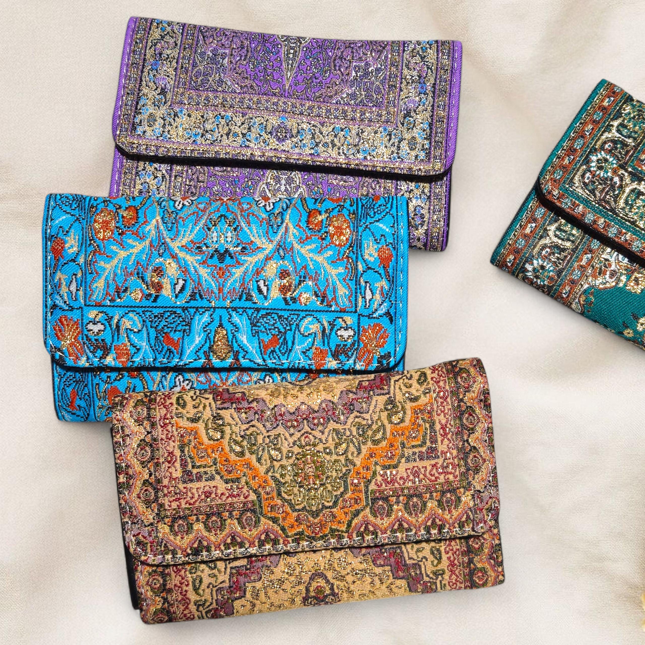 Boho Wallet: Embroidered Turkish Carpet Patterns, Vegan Leather Small ...