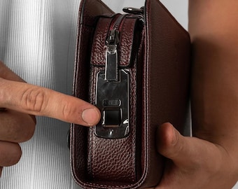 Leather Bag with Personalized Fingerprint Scanner