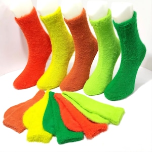Angora Wool Socks - Fuzzy Crew Socks, Extra Thick for Winter Warmth