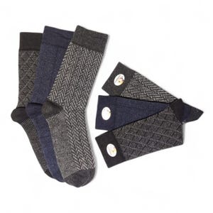 Men&#39;s Lambswool Socks (Set of 3): Merino Wool Blend, Jacquard Knit