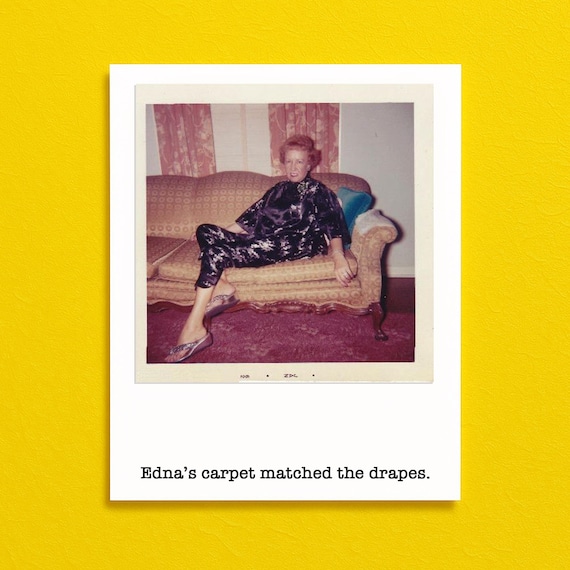 Funny Friendship Inappropriate Card, Carpet Matches the Drapes, Handmade Vintage Style Photo, Birthday Gift Her or Him, Any Occasion
