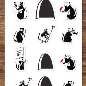 Pack de 12 pegatinas de Banksy, Banksy wallart, Banksy artwork, Banksy art, Banksy balloon girl, Banksy wall decal, funny stickers
