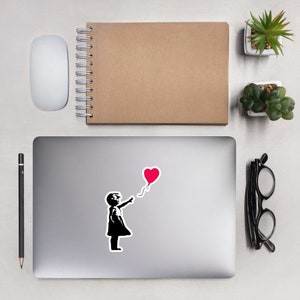 Banksy Balloon Girl, Banksy kunstenaar graffiti sticker, Balloon Girl straatkunst sticker, Banksy Laptop Sticker, Banksy auto sticker