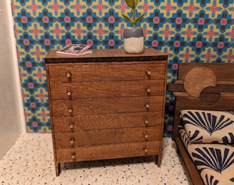 Mid Century Modern Miniature Tall Dress, Bedroom - Multiple scales; Dollhouse Bedroom
