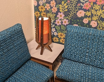 Miniature Tower Table Lamp; 2 Sizes Available- 1:12 Scale Dollhouse LED Light