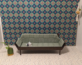 Miniature Adrian Pearsall-Inspired Couch, 1:12 Scale Dollhouse Furniture