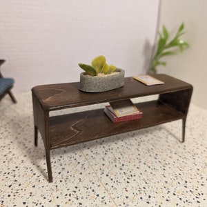 Mid Century Round Edge Display/Coffee Table Miniature 1:12 Scale -  Dollhouse table, mini display table, room box table