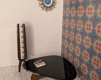 Miniature Noguchi Coffee Table | 1:12 Scale Black & Walnut Dollhouse Furniture