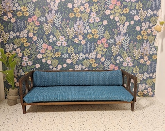 Mid Century Modern (MCM) Cutout Couch - Miniature (Multiple Scales); Room Box; Dollhouse furniture