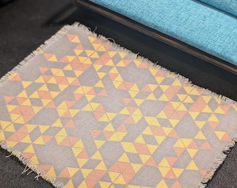 Triangle Pattern Dollhouse Rug: Miniature Mid Century Modern (MCM) Throw (6.25" x 5")