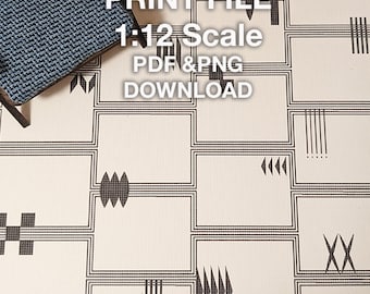 Dollhouse Tile: Cream & Black Geometric Pattern (Digital Download)