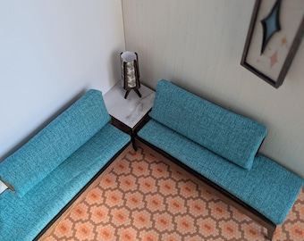Vintage Orange and Brown Tile - Dollhouse & Diorama Accessory Flooring, Counter Top, Tile, Wallpaper