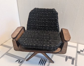 Handcrafted Mid Century Modern (MCM) Armchair - 1:12 Scale Dollhouse Decor
