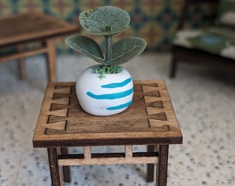 Mid Century Modern (MCM) Lane Acclaim Miniature Side Table: Walnut & Ash Dollhouse Furniture- Multiple Scales
